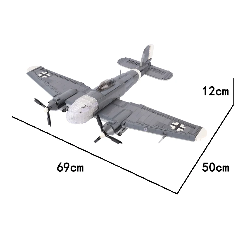 WW2 Germany Military Aircraft Fighter Model Building Blocks Heinkel He 111 Bomber Weapons War Scene Bricks Assemble Toys Gift