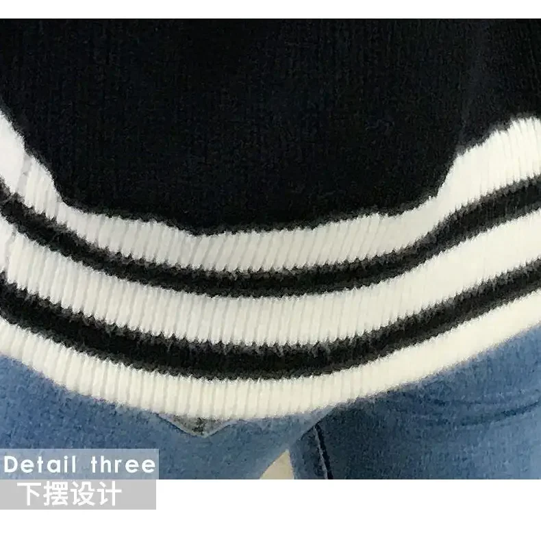 2024 Women\'s Autumn Winter New Loose Cardigan Coats Female Long Sleeve Sweater Jackets Ladies Striped Knitted Outerwear Z543