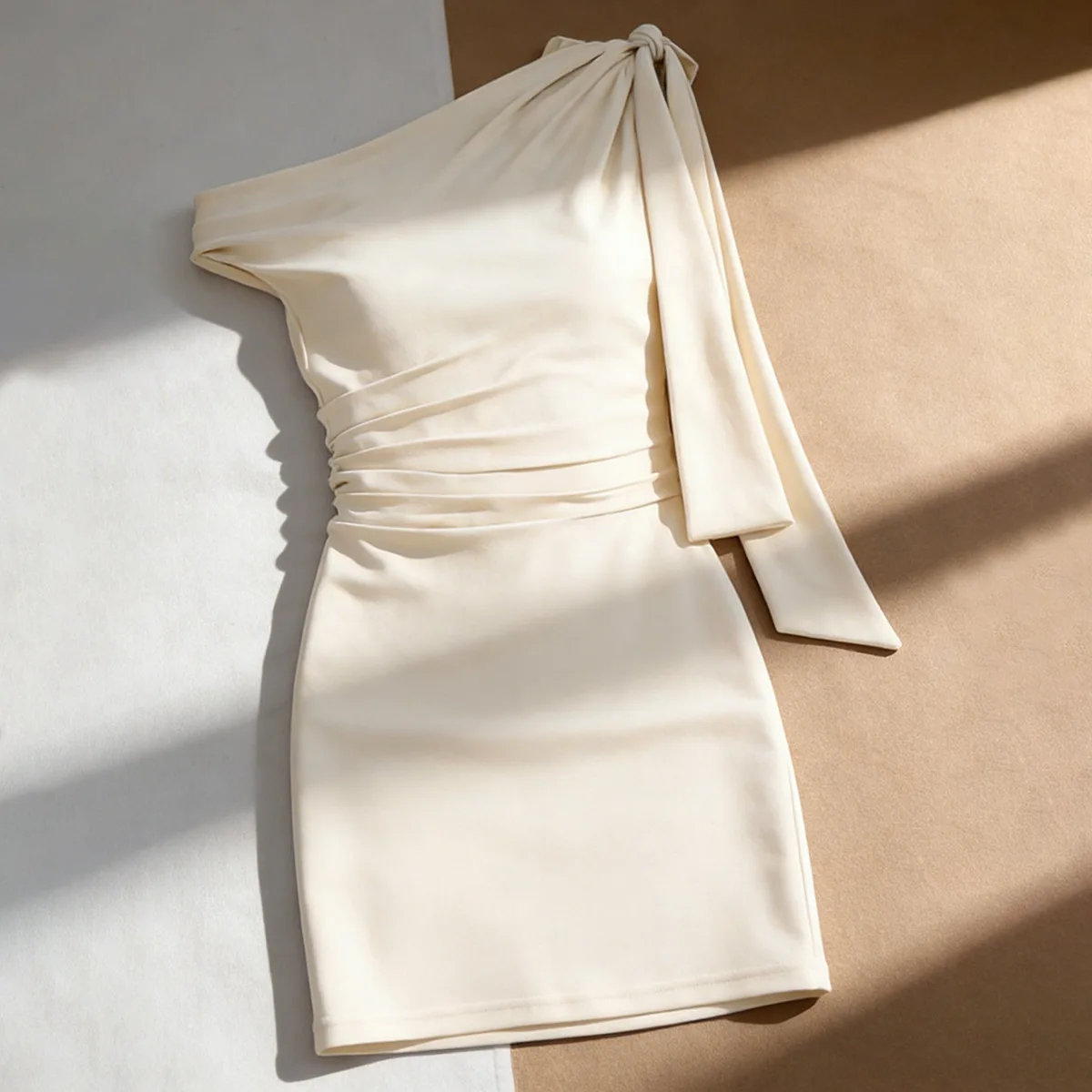 Summer Tween Girls Clothes One Shoulder Dress Elegant Ruched Waist Sleeveless Bodycon Dress Party Wedding Teen Fashion Clothing