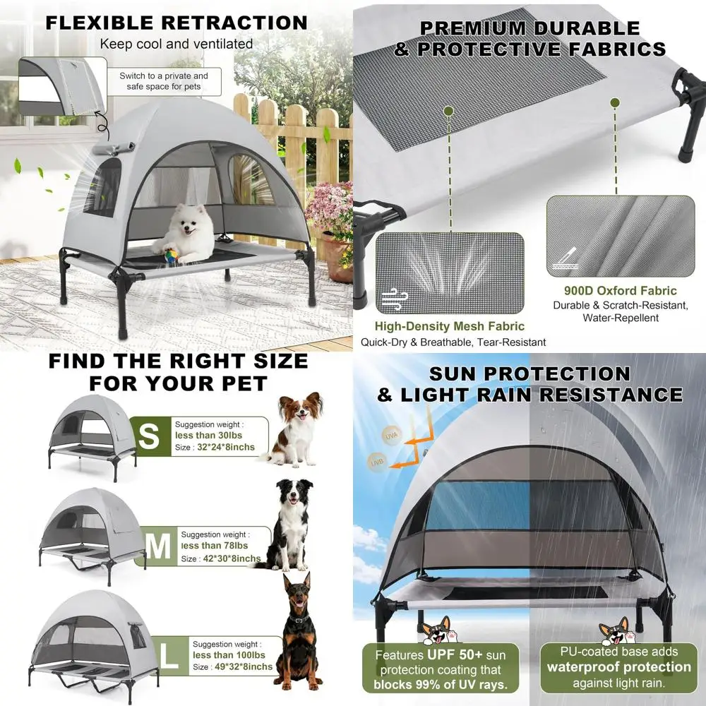 

Палатка для маленьких собак со съемным навесом, портативное уличное укрытие для собак до 30 фунтов, УФ-затенок, водонепроницаемость и дышащая для
