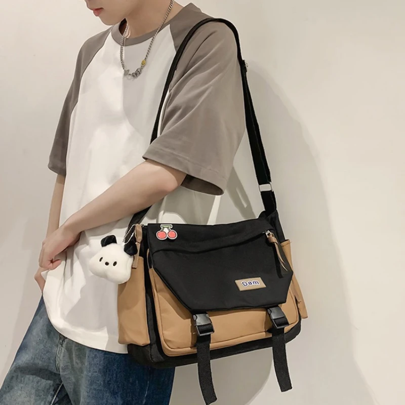 Casual Shoulder Bag Korean Student Schoolbag Crossbody Trendy Design Artistic Small Fresh Large Capacity Patchwork Messenger Bag