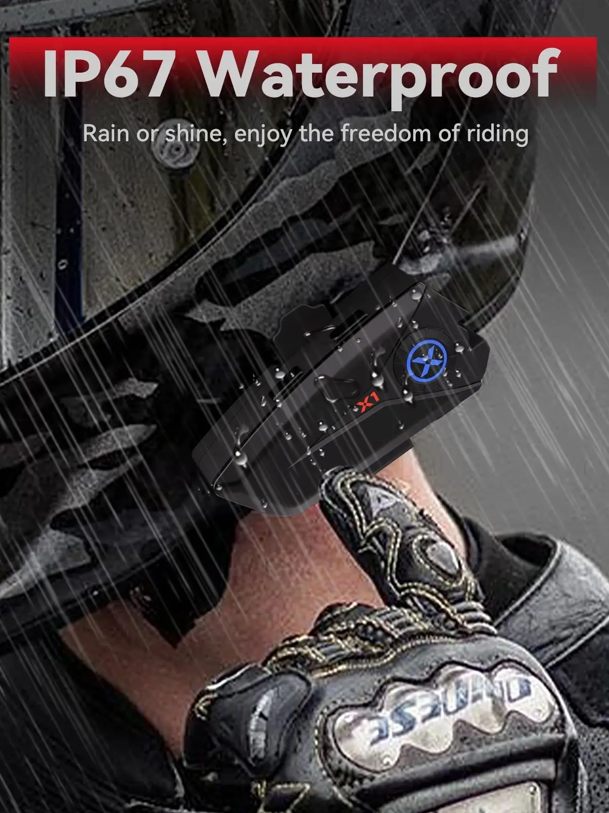 XGP X1 Motorradhelm Bluetooth-Headset mit Sprachsteuerung, automatischer Anrufannahmefunktion, tragbares Motorradzubehör – Detail 7