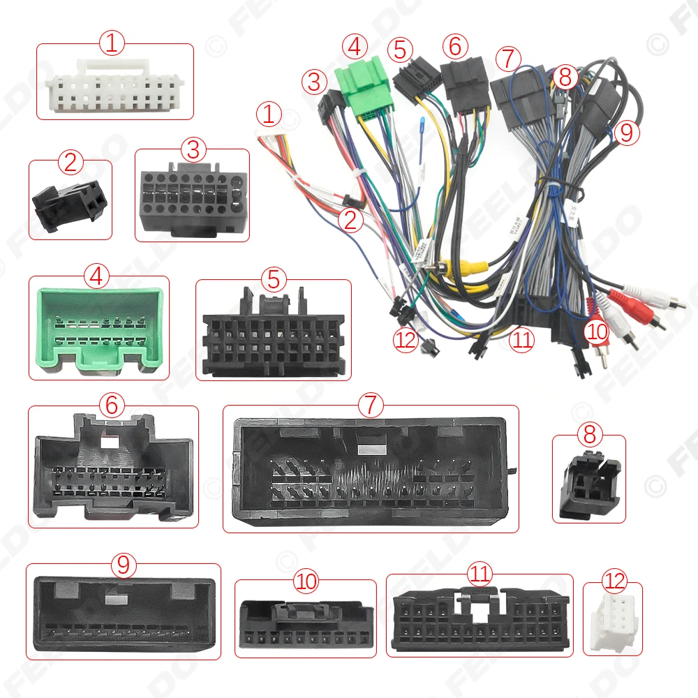 FEELDO 10Pcs Car Audio 16PIN Android Power Cable Adapter For Chevrolet Cruze Buick Regal Verano Wiring Harness