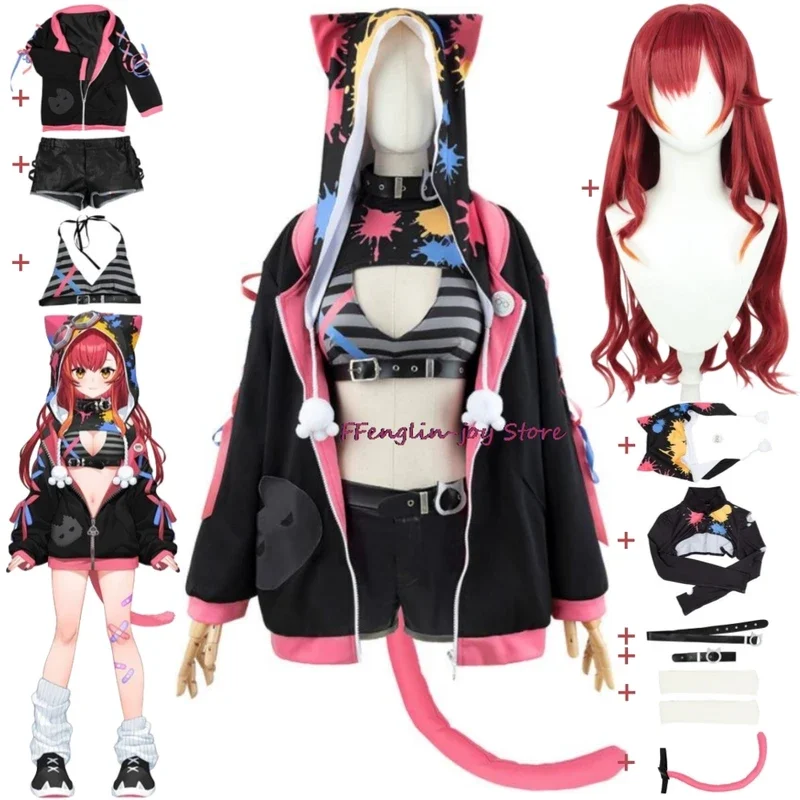 YouTuber VTuber Nekota Tsuna Virtual ESports Project VSPO Cosplay Costume Wig Sexy Woman Uniform Halloween Carnival Party Suit