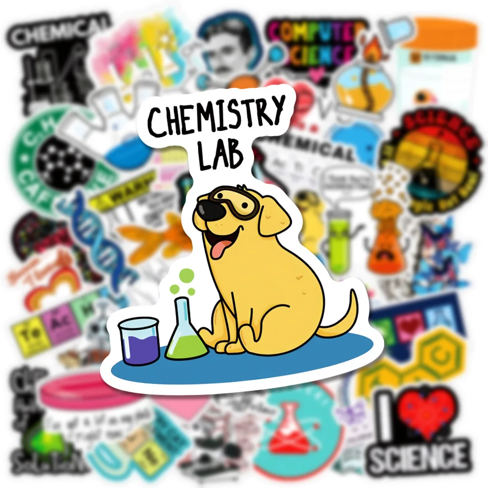 50Pcs Science Laboratory Stickers Pack, Physics Chemistry Biology Experiment Stickers for Hydroflask Laptop Water Bottle for Kid