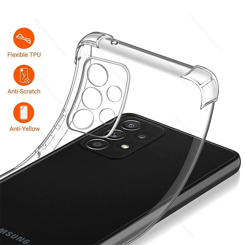 Sumsung A 13 23 33 53 Case Clear Airbag Shockproof Coque For Samsung Galaxy A13 A23 A33 A53 A73 5G Soft Silicone Protect Fundas