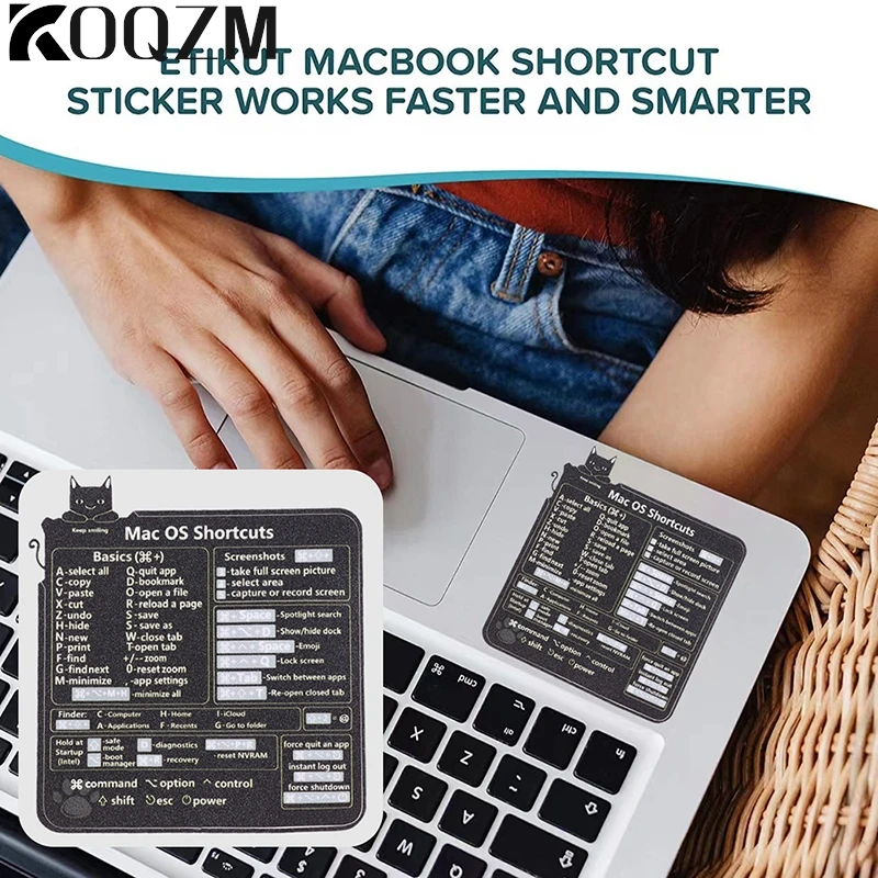 OS  Reference Keyboard Computer Shortcut Sticker Adhesive Removable Stickers For Quick Reference Keyboard Guide Black