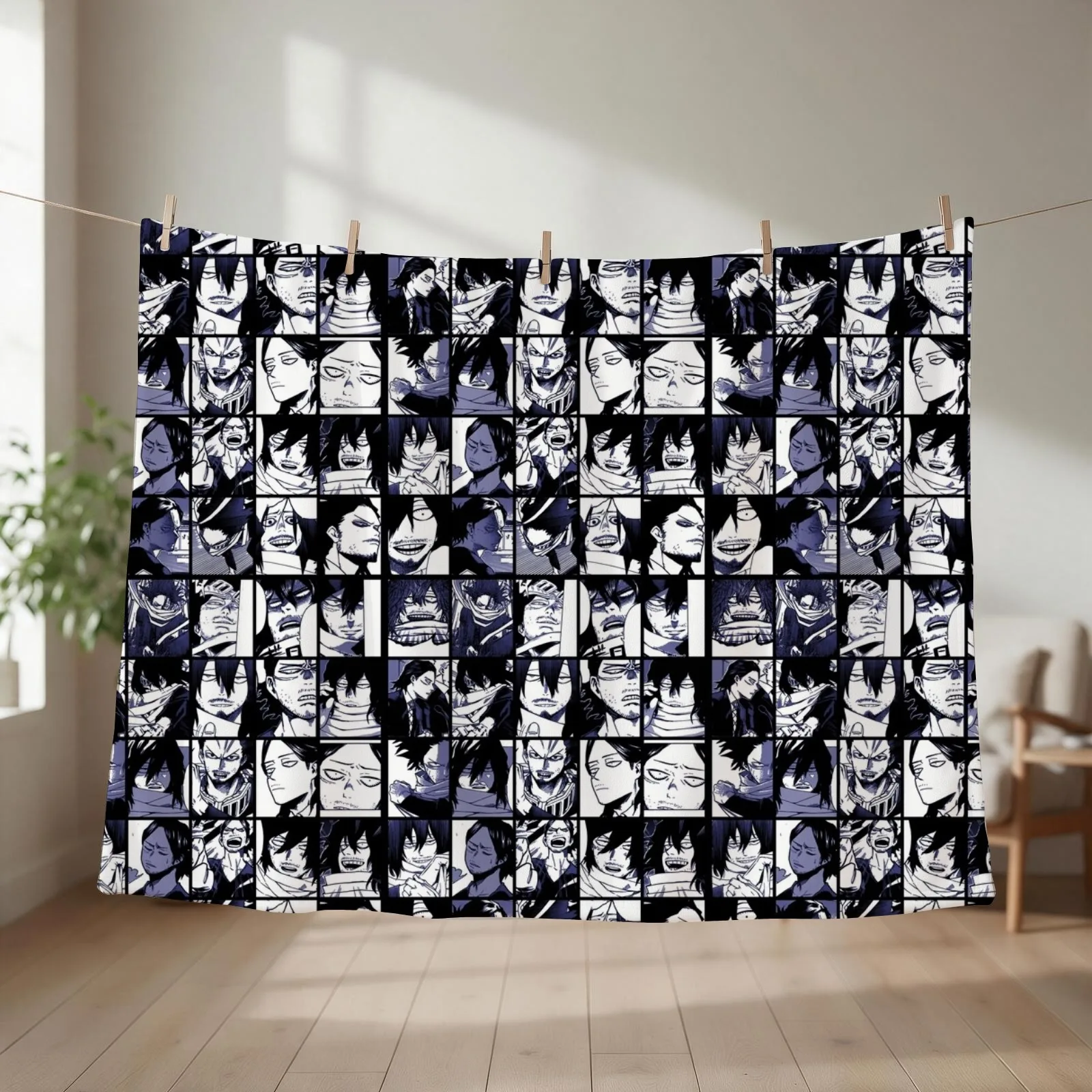 New Aizawa Shota Collage Throw Blanket Flannel Fabric halloween Bed linens Thermal Blankets