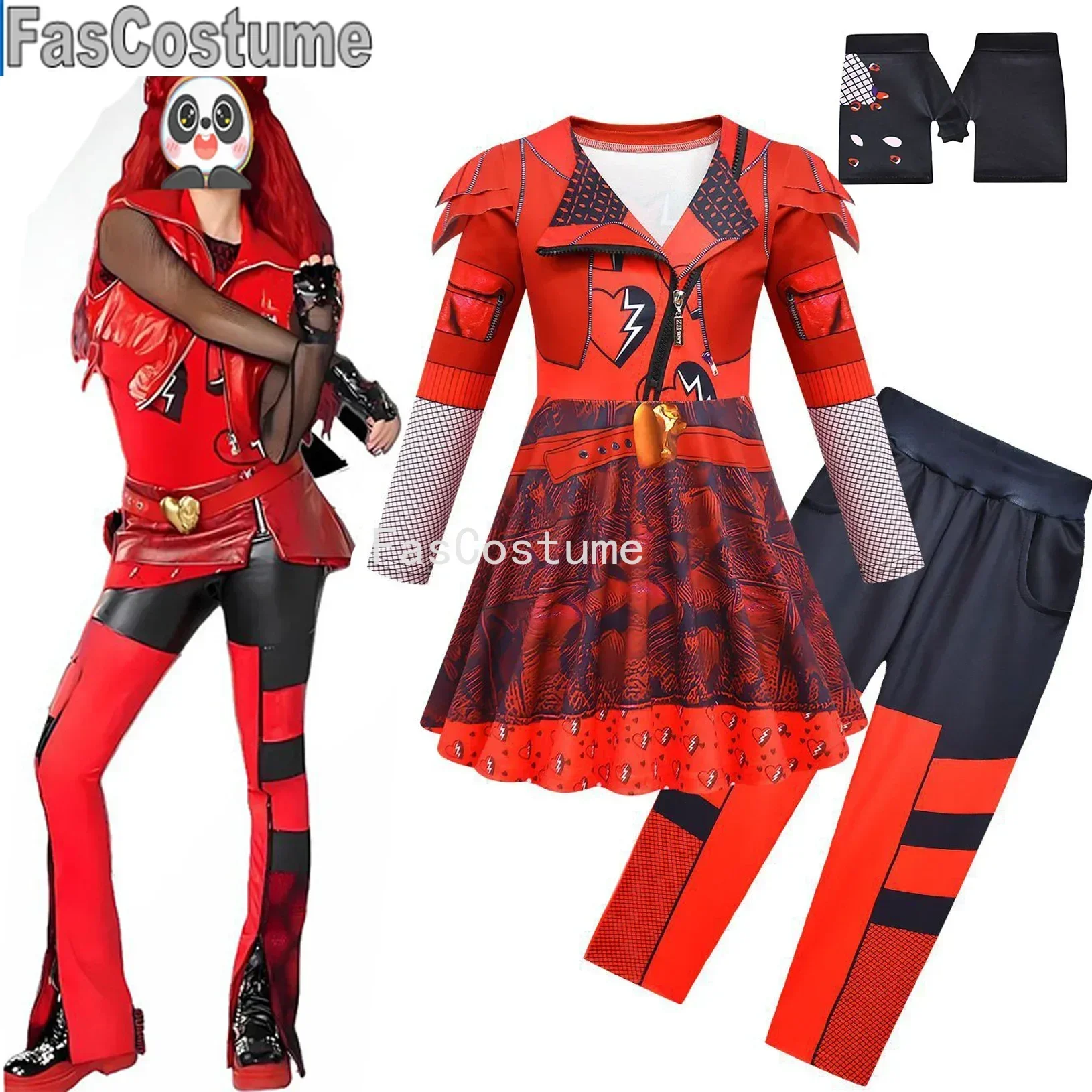 

FasCostume GirlsDress D-Descendants 4 HalloweenPrincess Red CostumeDressess Kids Chloe Dress UpQueen of Bridget Pink Curly