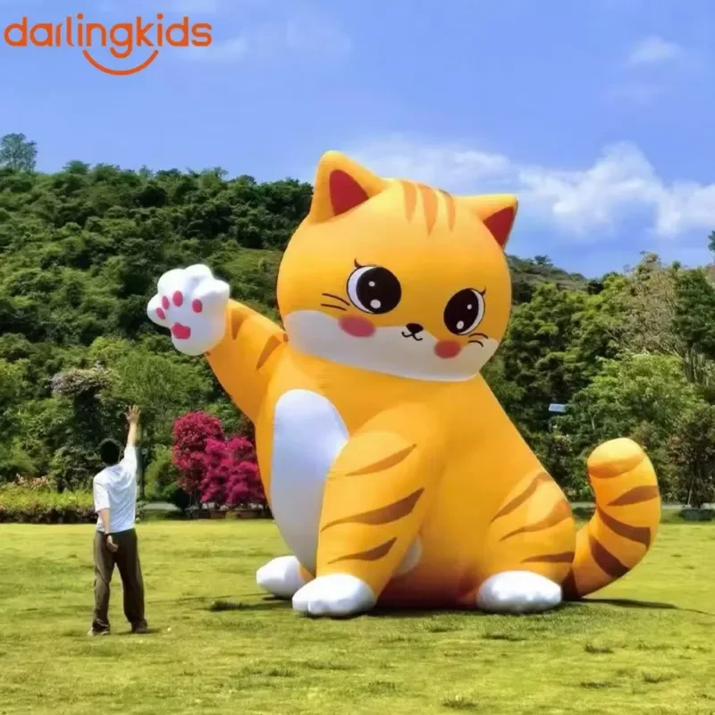 Inflatable sign factory custom orange cat cartoon business interaction festival advertising campaign props event device
