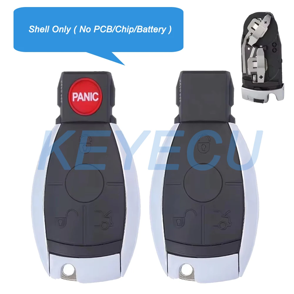 Keyecu 3 4 Buttons Smart Remote Car Key Fob Shell Cover for Mercedes Benz C E R S CL GL SL CLK SLK NEC Double/Two Battery Holder