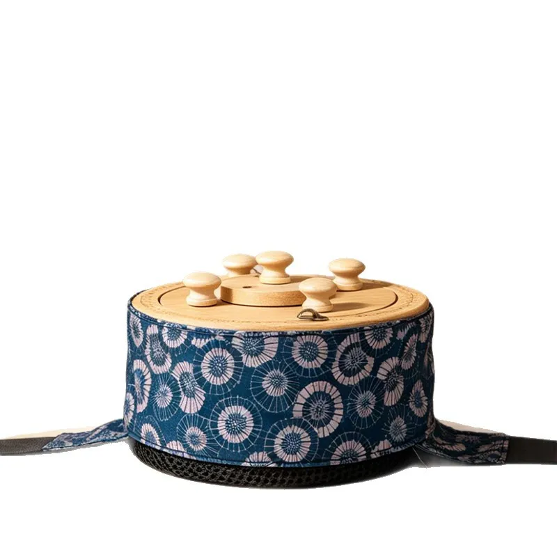Portable Wooden Moxibustion Box for Whole Body Waist Abdomen Five Needle Jar with Cloth Cover