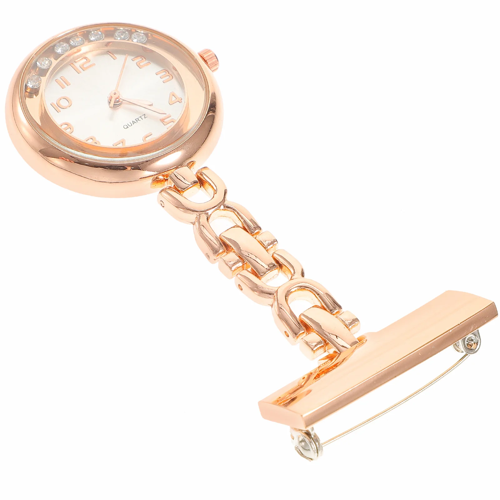 1Pcs Nurse Pocket Watch Alloy Diamond Encrusted Clip on Large Dial Practical Fob Watch for Nursing Professionals
