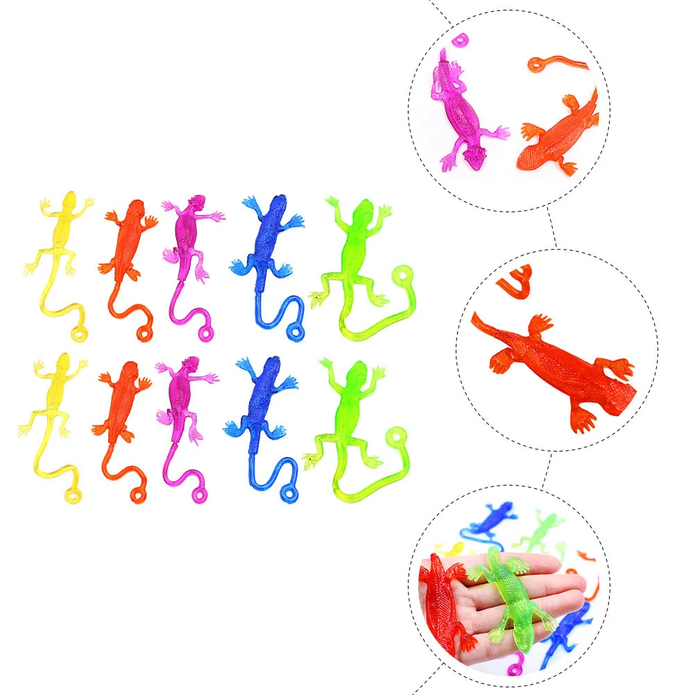 15 Pcs Lizard Soft Gummy Ball Sensory Toys Stretchy Sticky Lizards Strange Plaything Relief Novelty Elastic