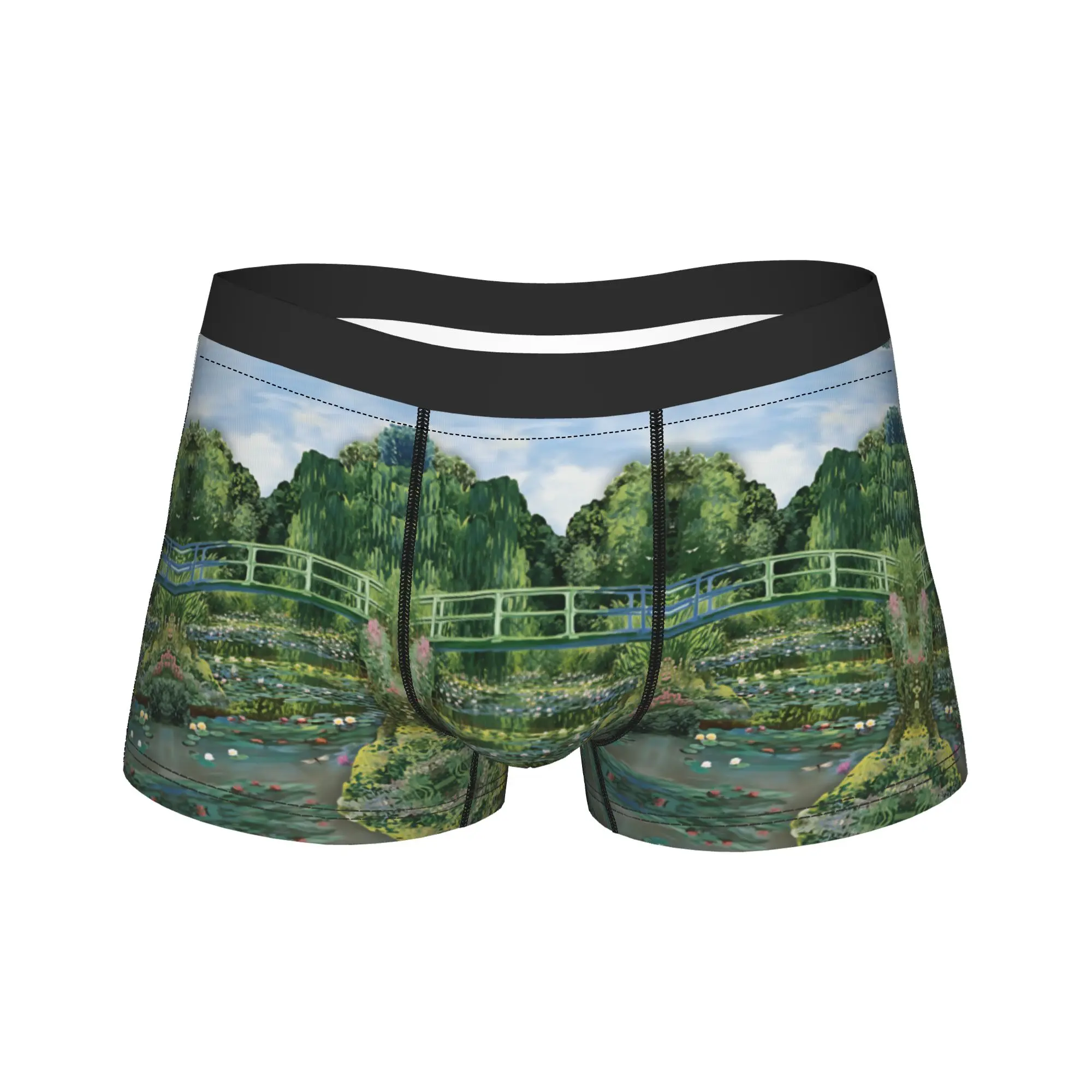 Custom Vincent Van Gogh  Water Lily Bridge Boxer Brief  Underwear Trenky Men Elastic Trunk Print Oversize Panties