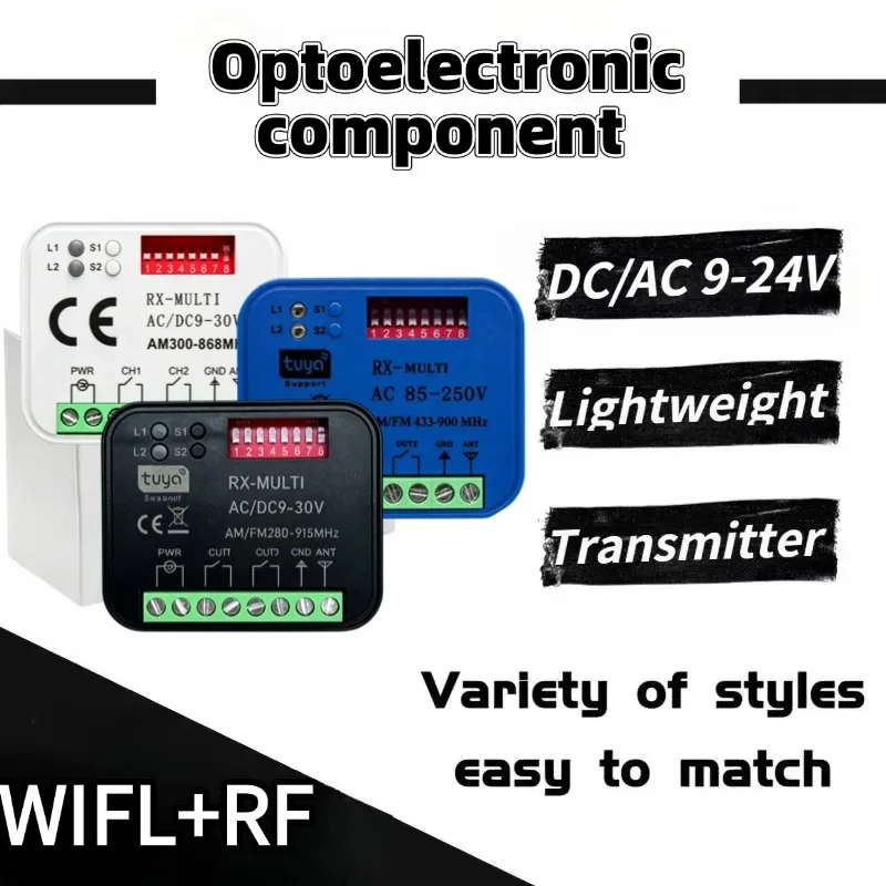 RX MULTI Tuya WIFI 300-868 MHz Garage Door Remote Control Receiver 433MHz 868MHz AC DC 9-30V 85-250V Smart Switch Module Opener