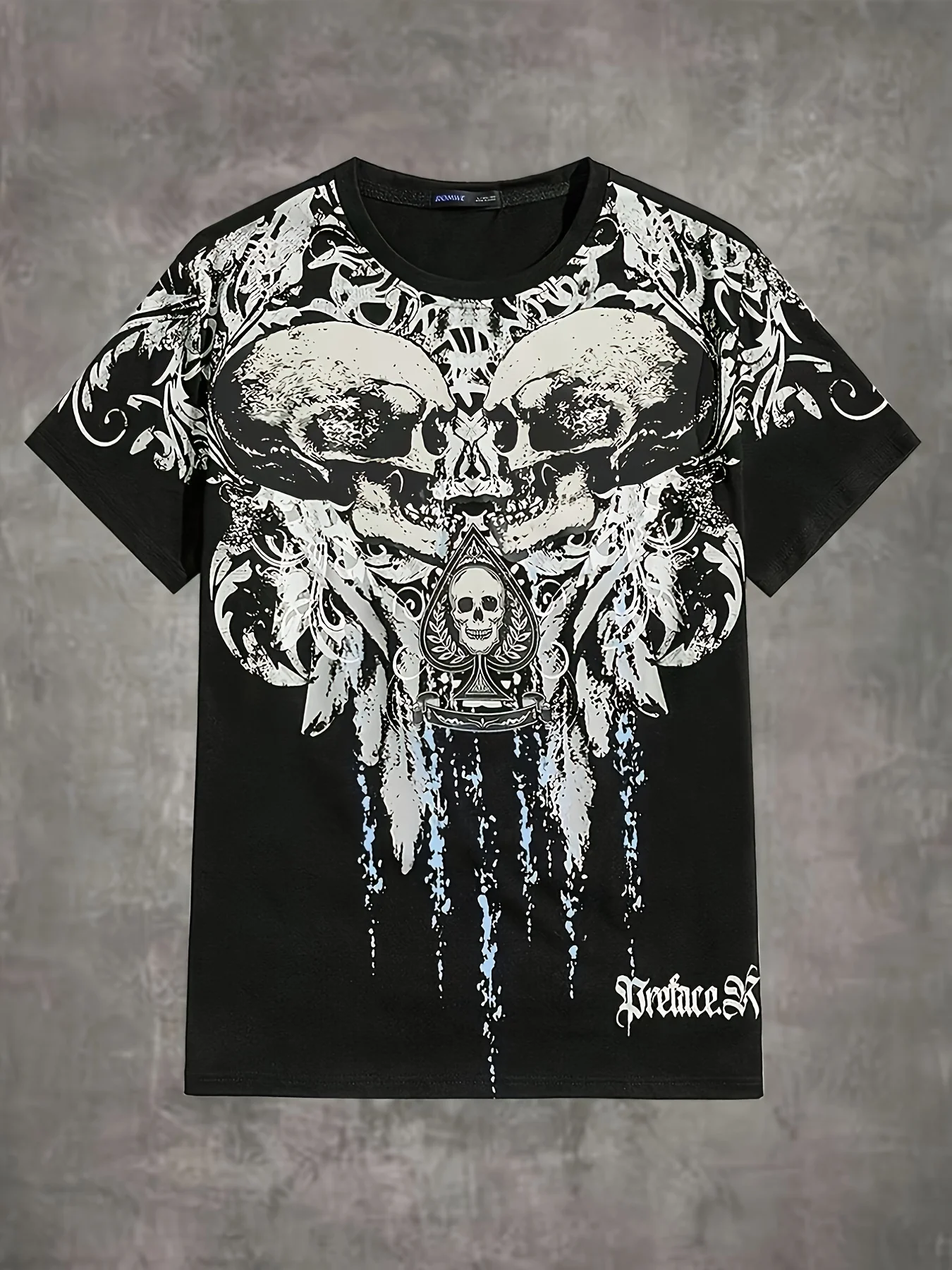 

Men's Skeleton Skull Pattern Crew Neck and Short Sleeve T-Shirt, Novel and Stylish Comfy Tops, Summer Street Wear
