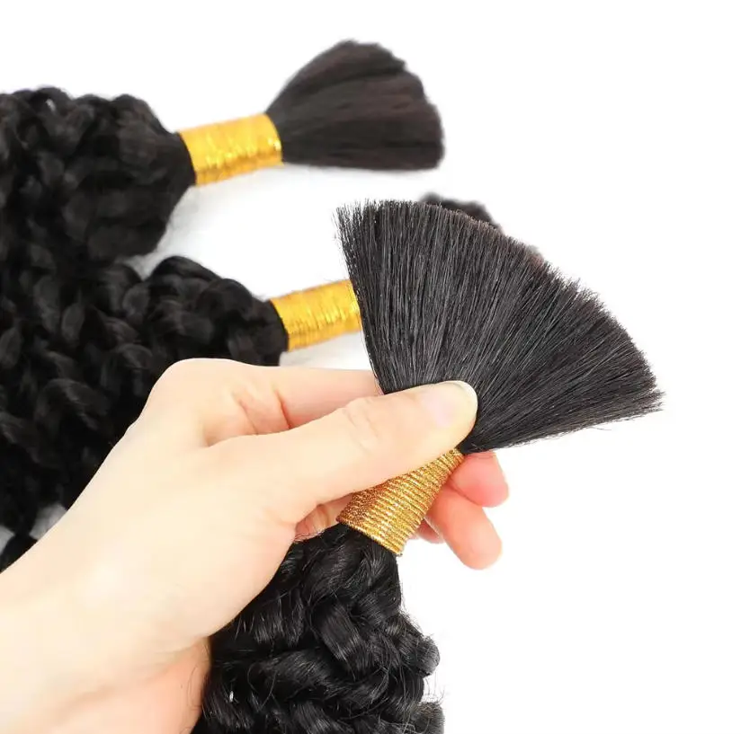 Cabelo Humano para Tranças Ondulado Profundo Sem Trama 110g 1 Pacote Cabelo Cacheado Volumoso e Espesso para Tranças