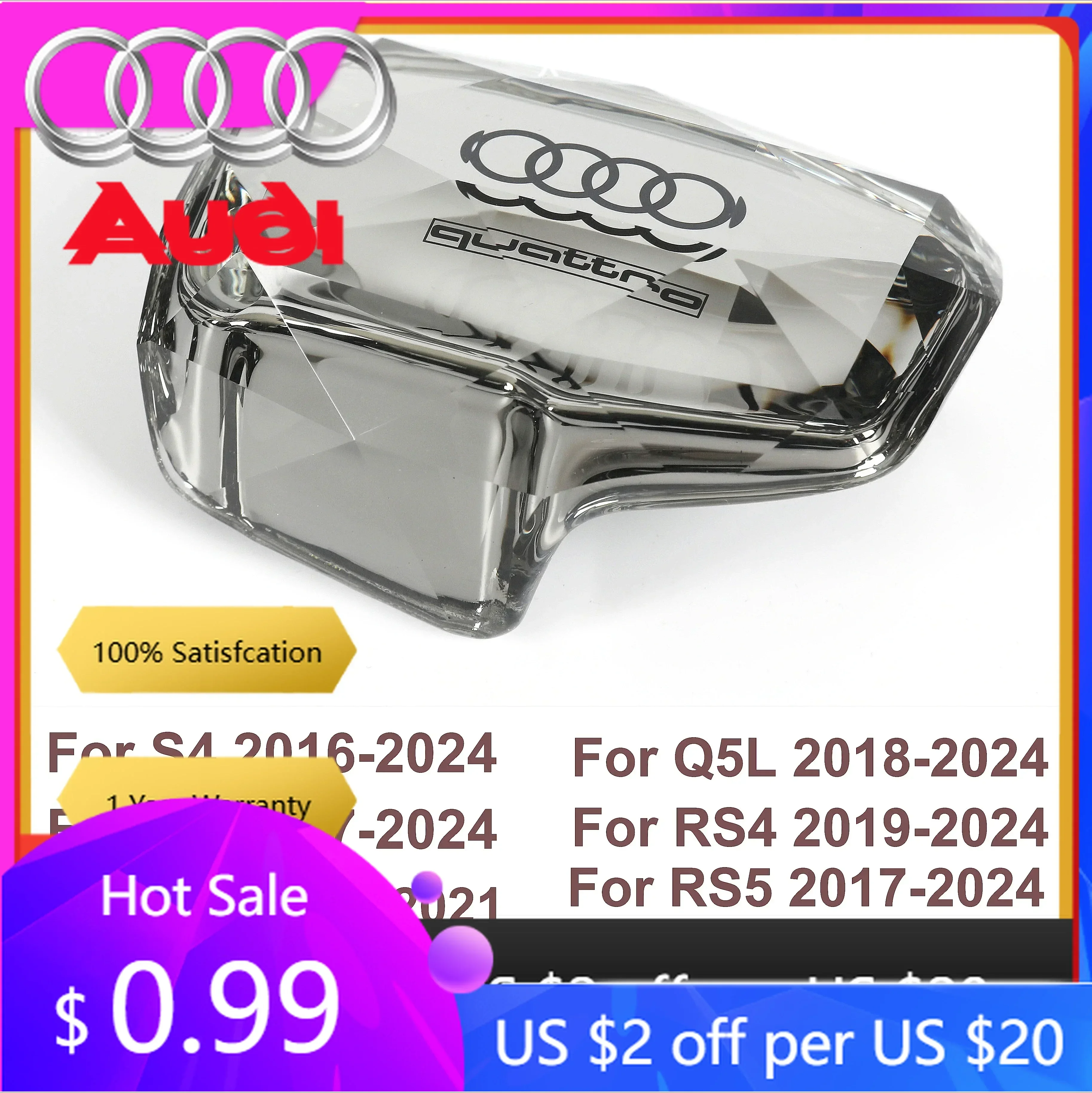 

Накладка на ручку переключения передач (хрусталь) для Audi (правый руль, RHD) – для Audi S4, S5, Q7, A4, Q5, RS4, RS5, A5