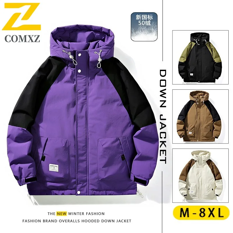 COMXZ أسفل سترة الرجال المعيار الوطني 50% الأبيض بطة أسفل عمال مقنعين الكورية نمط مقاوم للماء سترة واقية تسلق دعوى #4