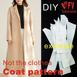 Ladies mid-length double-sided cashmere coat pattern handmade clothing coat 1:1 cutting design drawing BFY-285