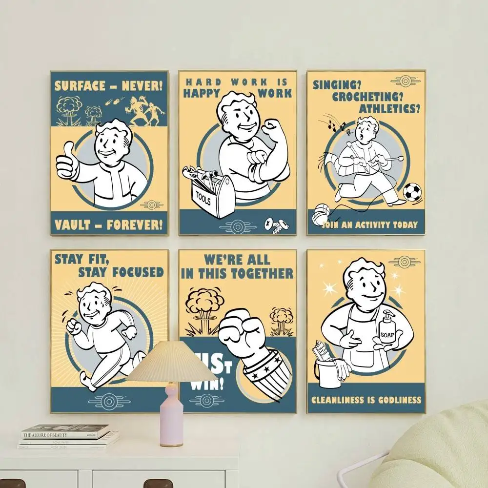 Classic Video Game F-Fallouts Vault Boys  Poster Mural for Living Room Bedroom Wall Office Wall Decor Gift for Friends Unframed