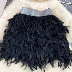 Singiny Senior Birthday Party Rock, hochwertige elastische Taille, Märchenstil, süße Federn, Abschlussballkleid 6 Hauptverkaufsrock mit Feder - №2