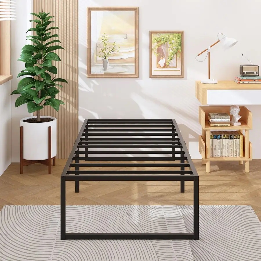 

Inch Twin Bed Frames Heavy Duty Metal Twin Platform Bed Frame No Box Spring Needed, Noise Free, Easy Assembly, Black