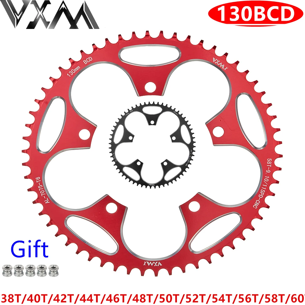 VXM 130BCD 38T-60T MTB yol bisikleti Narrow dar genişlik Shimano 5700 6700 krank seti yüzük taç 130 BCD süper hafif bisiklet parçası