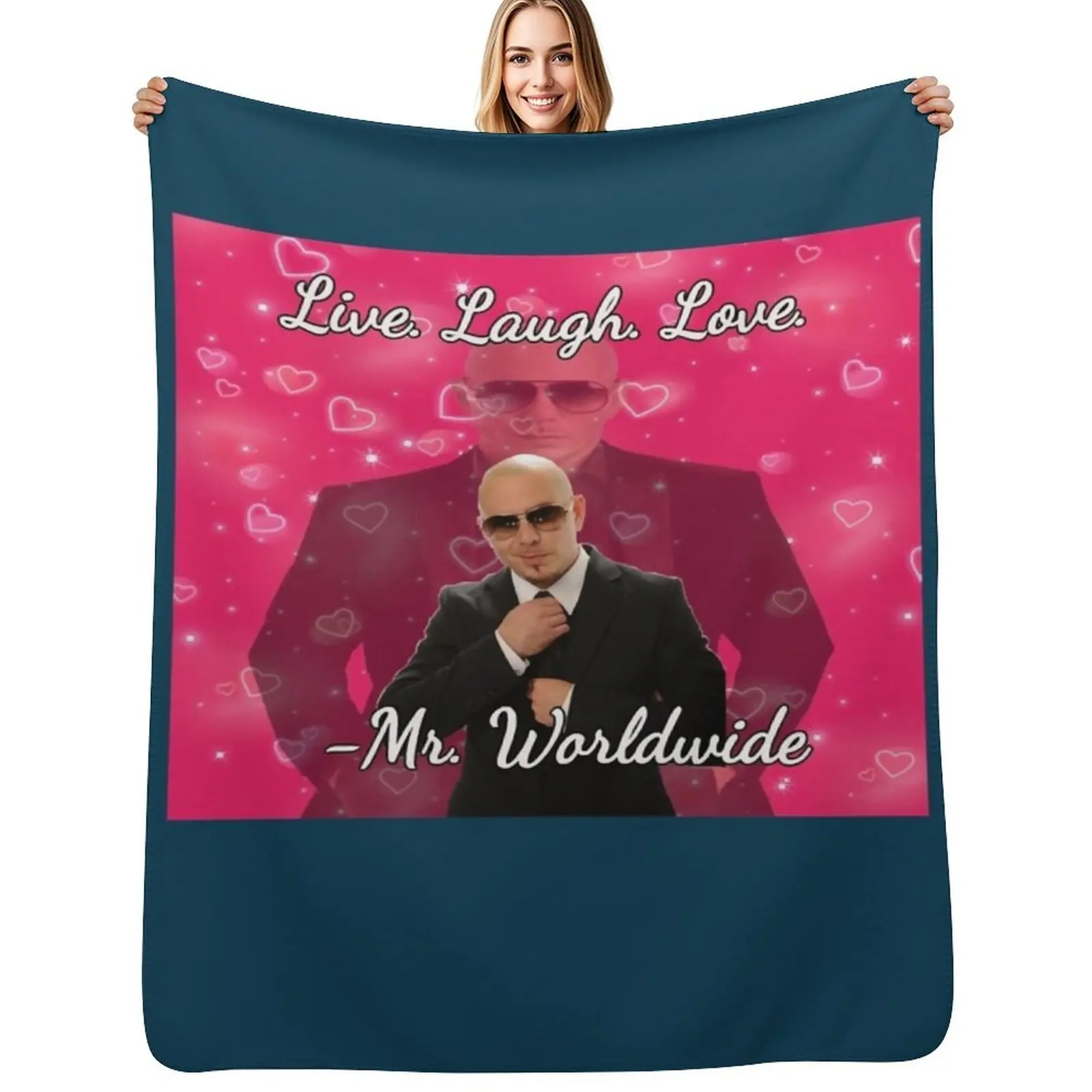 

Mr worldwide says to live laugh love Throw Blanket Flannel Fleece Soft Warm Throw Blanket