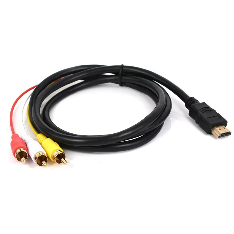 HDMI To 3RCA Cable 1.5M Gold Plated Adapter Cord For Old TV Projector AV Composite Audio Video Signal Converter Wire