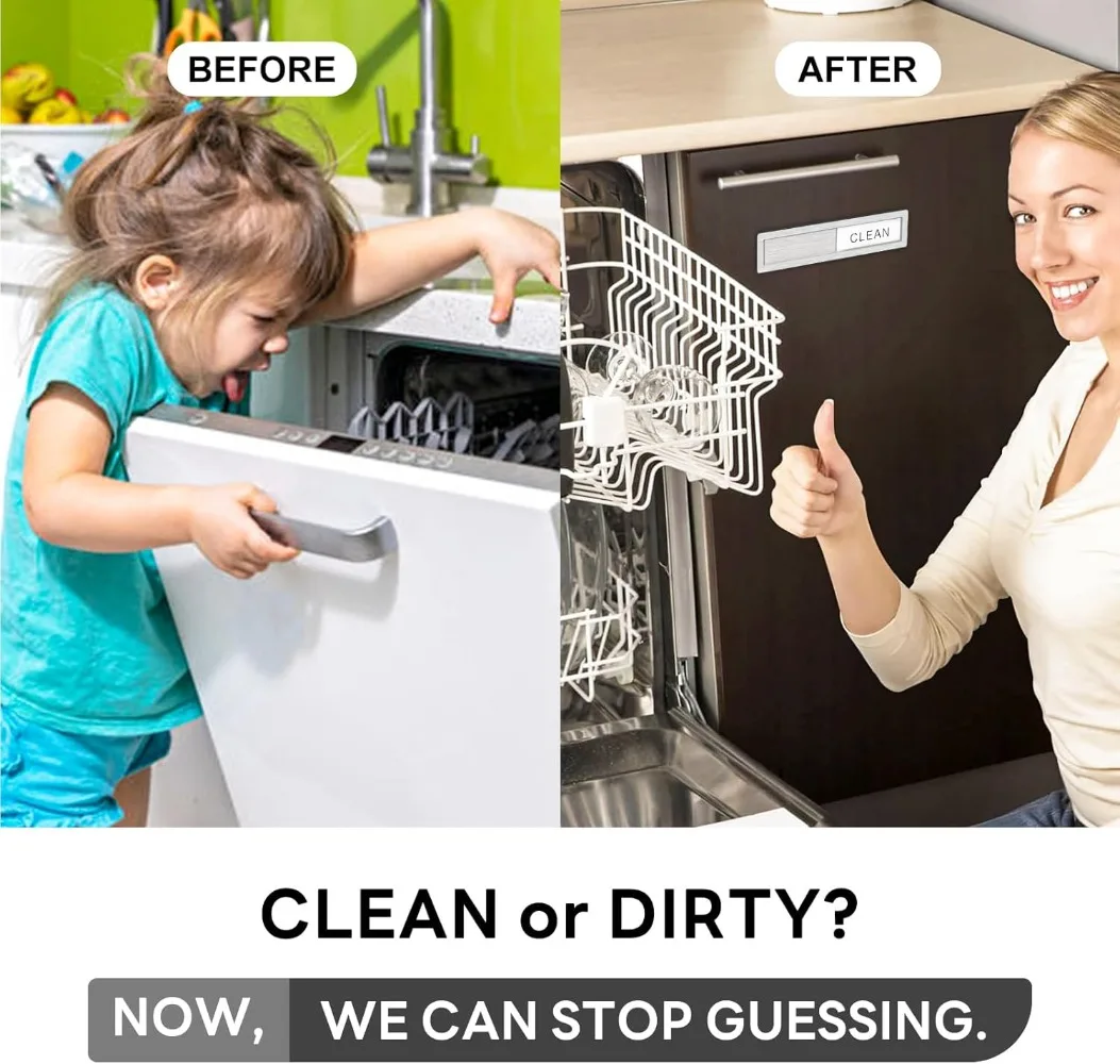 Stainless Steel Dishwasher Magnet – “Clean/Dirty” Sign, Strong Non-Scratch Kitchen Accessory