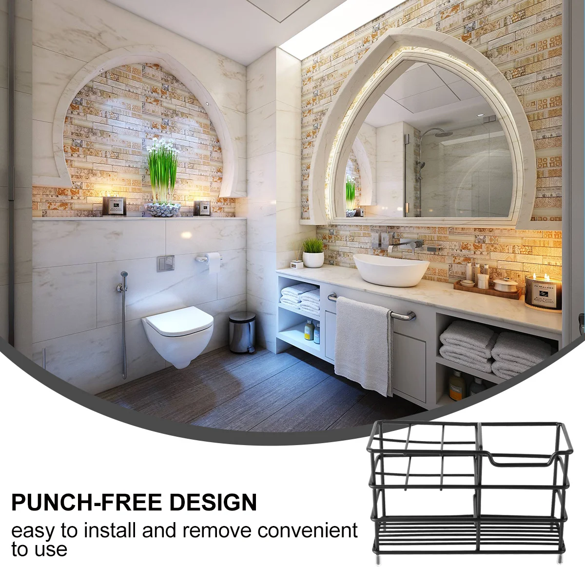 الفولاذ المقاوم للصدأ الحائط حامل فرشاة الأسنان لكمة خالية تصميم الحمام تخزين الرف فرشاة الأسنان كأس المنظم الرف #4