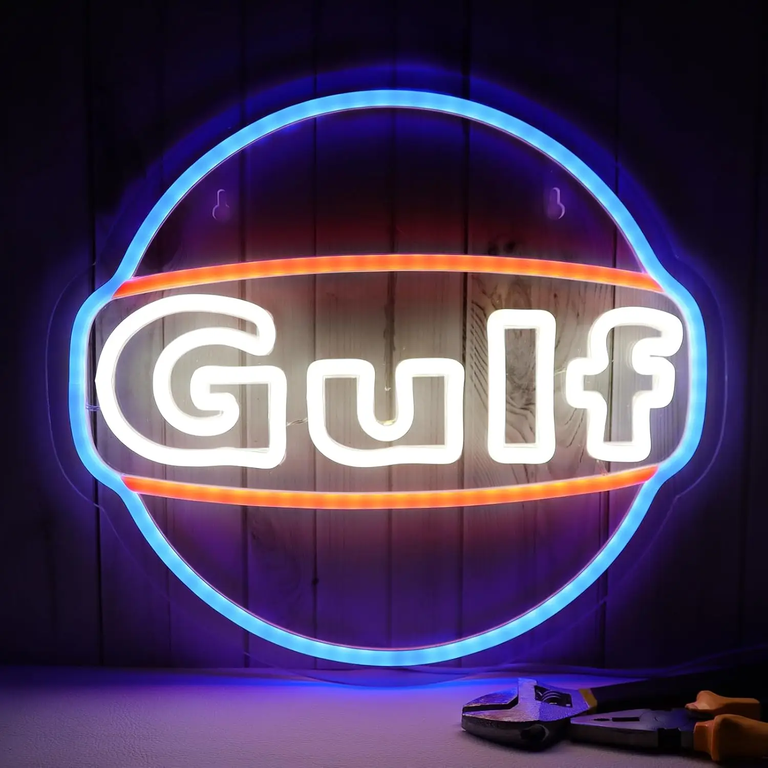 

Neon Sign Gulf для декора гаража, светодиодный светильник с регулируемой яркостью USB для Lube Store, бензиновая станция, деловое украшение, подарок