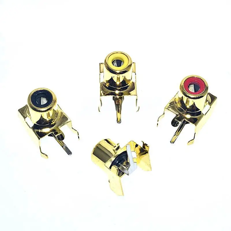 10 قطعة RCA مقبس محوري 4-Pin ثقب واحد PCB جبل الصوت والفيديو جاك لوتس المقبس AV-8.4-3B مطلية بالذهب