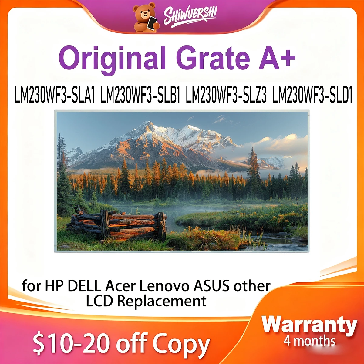 

Оригинальный новый 23-дюймовый ЖК-экран 1920x1080P LM230WF3 SLA1 LM230WF3 SLB1 LM230WF3 SLZ3 LM230WF3 SLD1 FHD 30 контактов