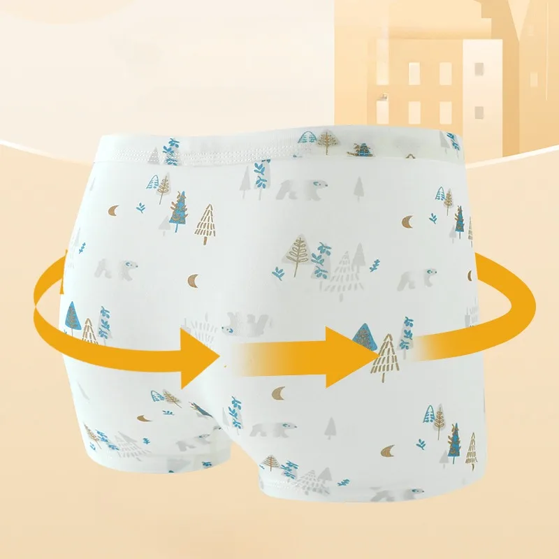 4PCS Kid Cotton Antibacterial Panties for Boy Thin Soft Breathable Knickers Baby Cartoon Print Briefs 3+y Young Child Underwears image 4