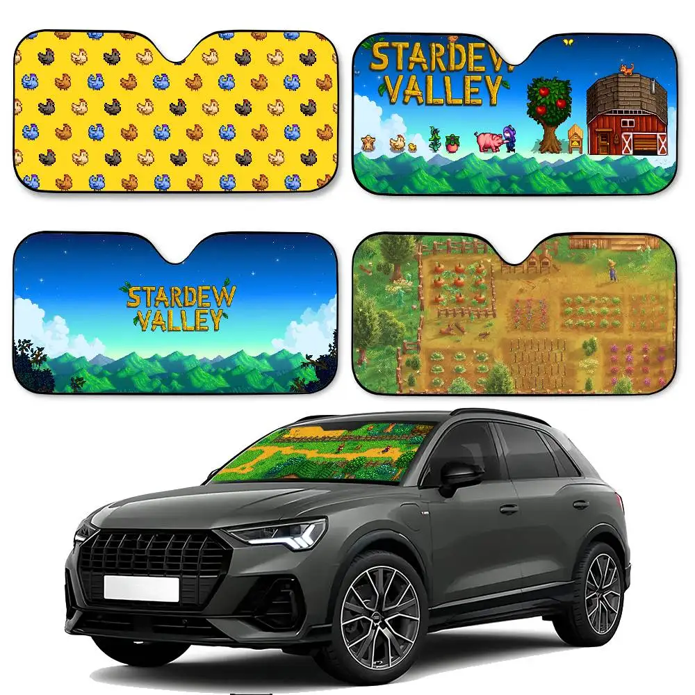 S-Stardew Valley لعبة مظلة السيارات الستائر 130x70 سنتيمتر سيارة ظلة غطاء الزجاج الأمامي UV حماية السيارات قناع اكسسوارات للسيارات #5