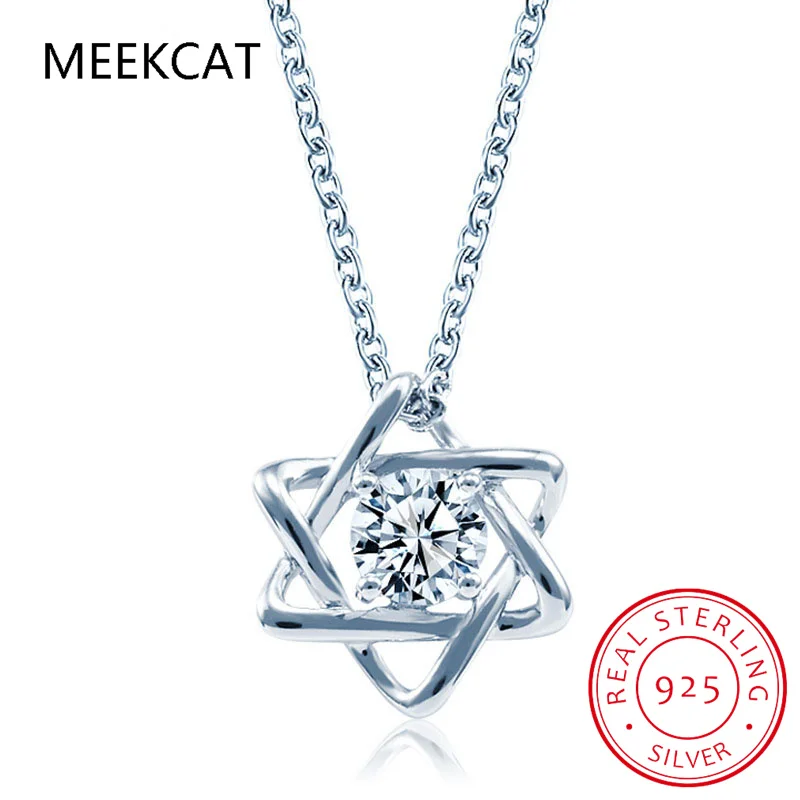 

Real 925 Sterling Silver Star of David Men's Pendant Six Pointed Religious Amulet Symbol Hexagram Necklace Fine Jewelry Choker