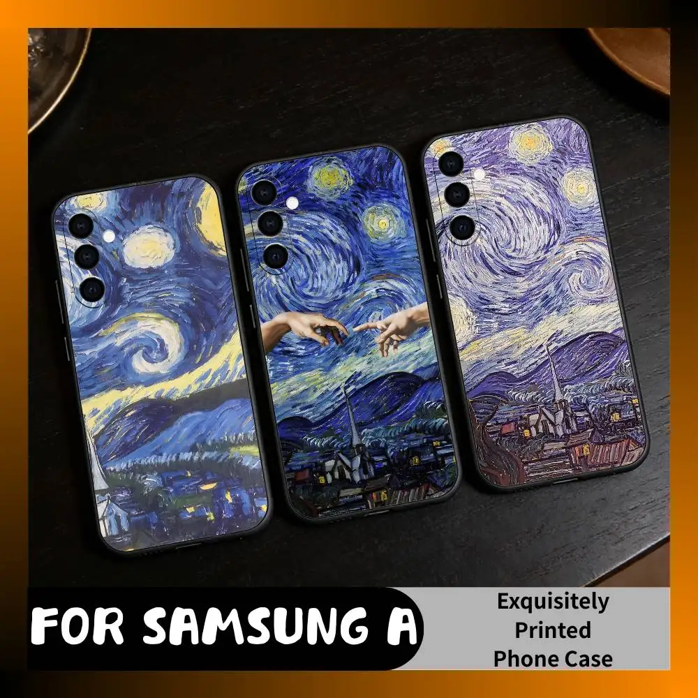 

Secondary Creativity S-Starry Night Phone Case For Samsung Galaxy A73,A72,A71,A70,A52,A51 Others Soft Black Cover