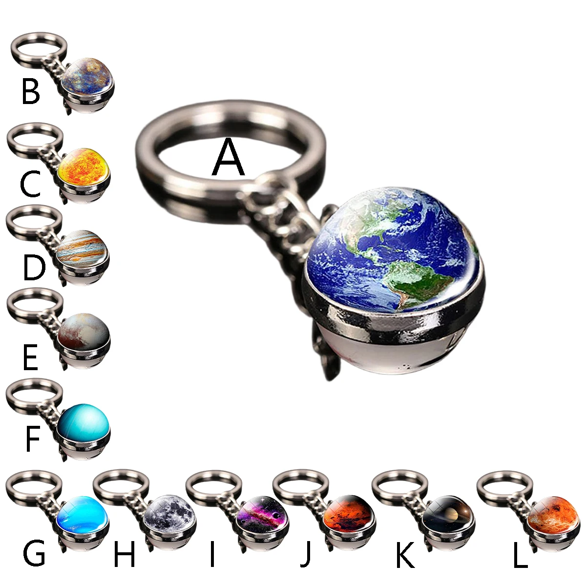 LLavero de estrella del universo luminoso, sistema Solar, colgante de tierra, galaxia, nebulosa, bola de cristal de doble cara, accesorios de amuleto