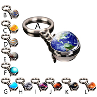 Luminous Universe Star Keychain Solar System Earth Pendant Galaxy Nebula Double-Sided Glass Ball Key Chain charm accessories