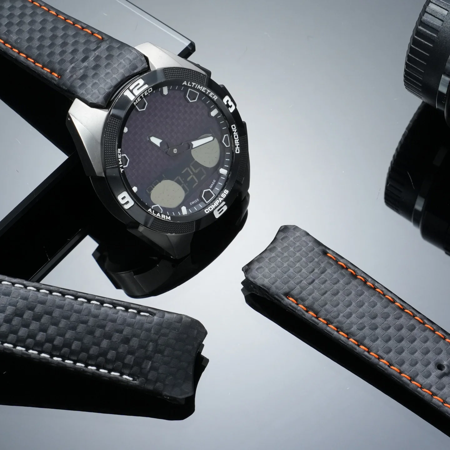Compatible with Tissot T-Touch 20/21/22mm Carbon Pattern Strap, Genuine Leather Replacement for T091 T047 T013 T33 Series