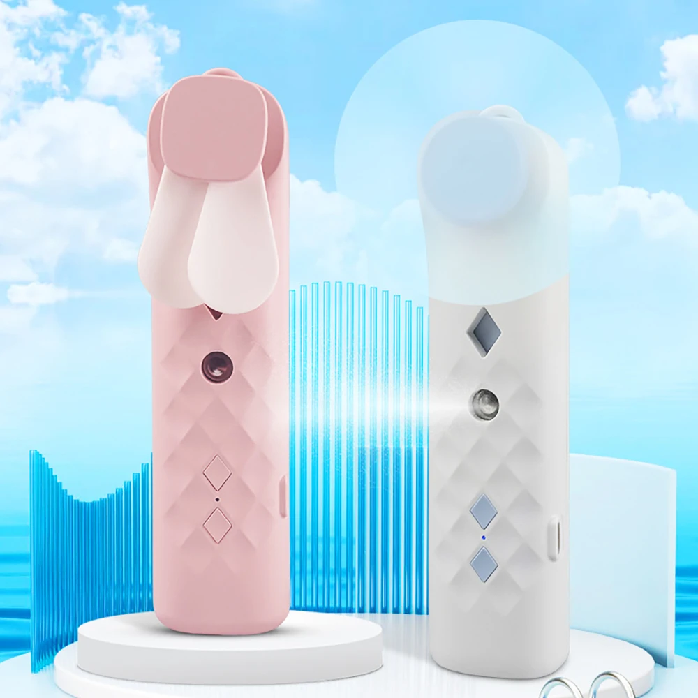Portátil 2 em 1 mini ventilador umidificador usb recarregável ventilador de mão spray água névoa ventilador rosto vapor ar condicionado para ao ar livre