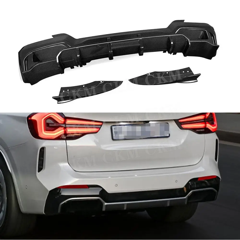 

Carbon Fiber Rear Bumper Diffuser Splitters Spoiler For BMW iX3 G08i 2022 FRP Black Car Bumper Lip Guard Body Kits Accessories