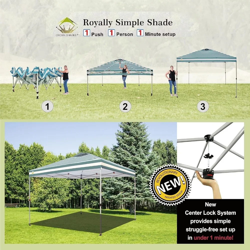 Canopy Tent, 10 x 10 Foot Portable Pop Up Outdoor Shelter with Easy 1 Push Center Lock, UV Protection, and Carry Bag