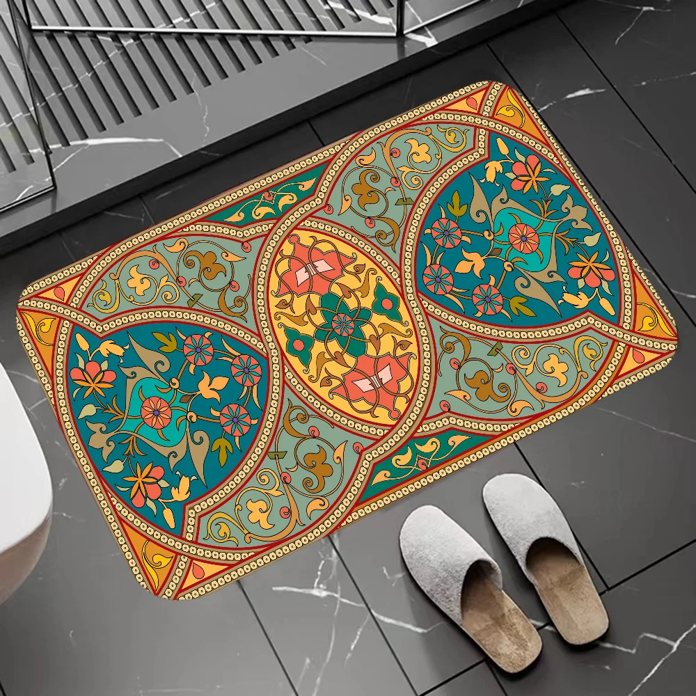 1PC Indian Pattern Carpet Floor Mat Door Mat For Bathroom Kitchen Long Corridor Carpet Non-Slip Living Room Rug Home Decor