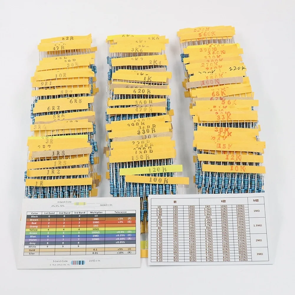 Power Cord Metal Film Resistors Kit Electronic Component Assortment Metal Film Resistors Kit Plus Minus 1 Percent Tolerance