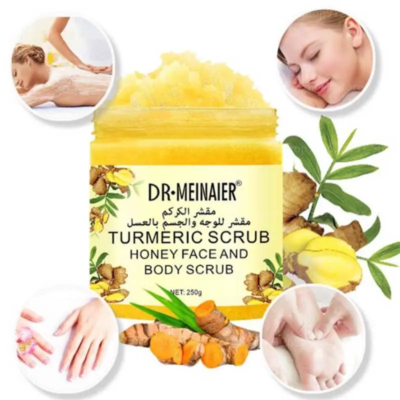 250g Turmeric Body Scrub Brightening Exfoliating Organic Face and Body Ginger Turmeric Body Scrub Whitening Scrub Oil Control