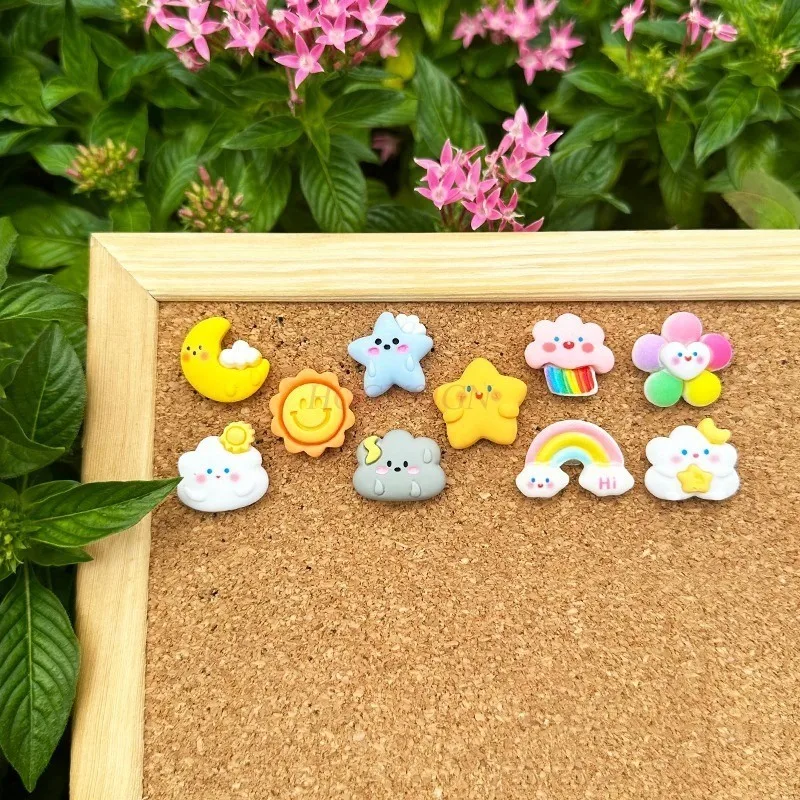 10pcs Creative Push Pin Cloud Rainbow Sun Softboard Felt Photo Wall Message Board